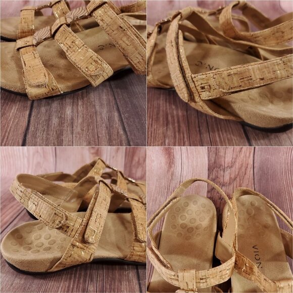 Vionic Amber Womens Size 10 Cork Adjustable Strap Strappy Sandals Tan Gold - Picture 12 of 16